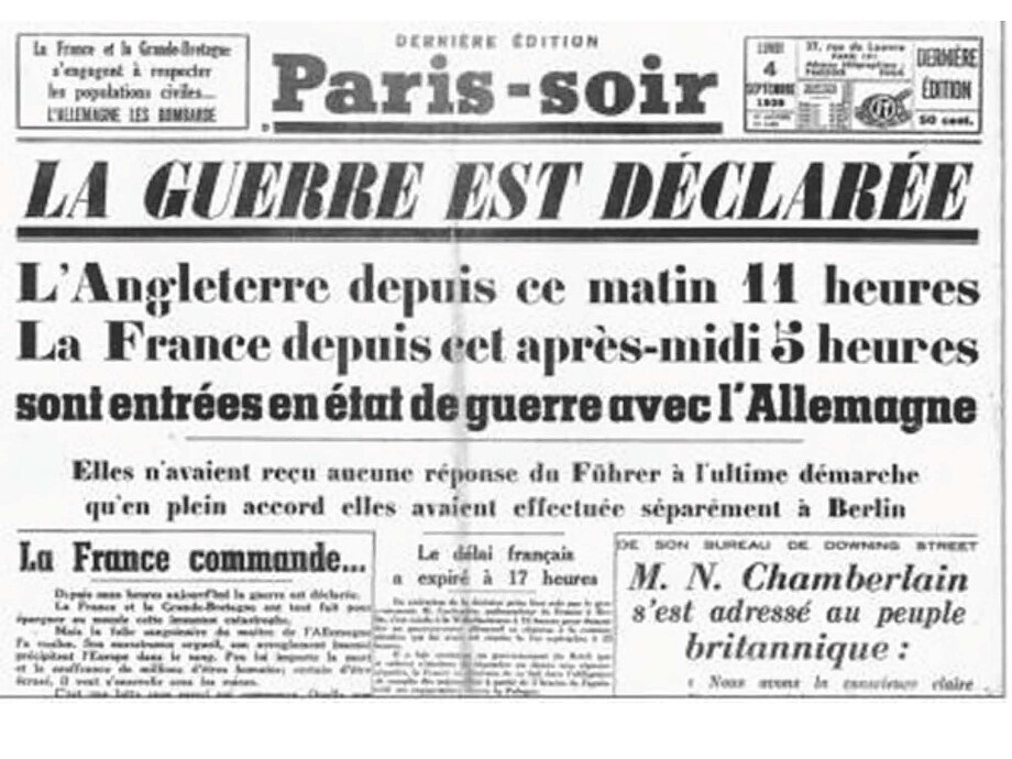 Une de Paris-Soir — 3 septembre 1939